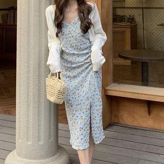Floral Dress / Plain Cardigan