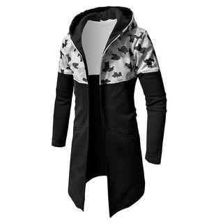 Camo Panel Long Hooded Jacket