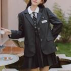 Pleated A-line Overall Dress / Single-breasted Blazer / Shirt / Tie / Set (various Designs)