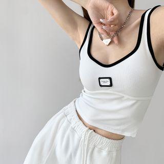 Contrasted Skinny Crop Tank Top