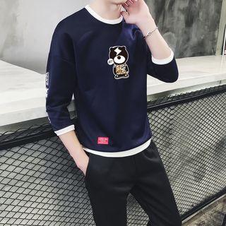 Set: Printed 3/4-sleeve Pullover + Sweatpants