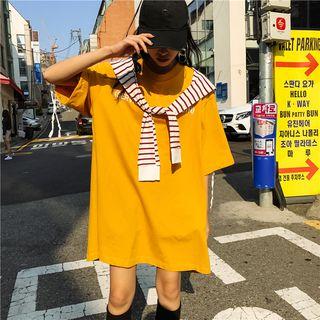 Detachable Hooded Short-sleeve Dress