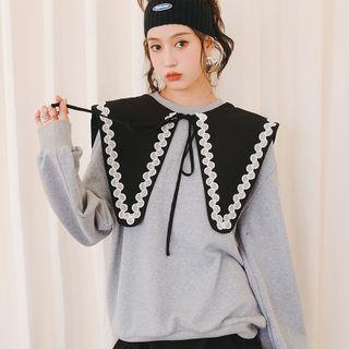 Lace Trim Contrast Collar Sweatshirt
