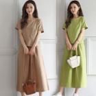 Set: Short-sleeve Top + A-line Midi Skirt