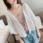 Flower Detail Open Front Lace Jacket