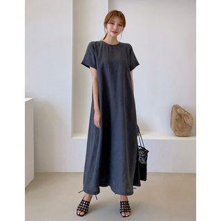 Linen Maxi Shift Dress With Belt
