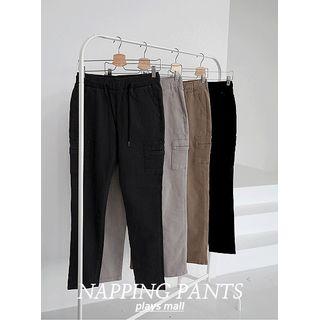 Drawstring Patch-pocket Slim-fit Pants