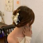 Flower Hair Clamp Hair Claw - Pearl White - L