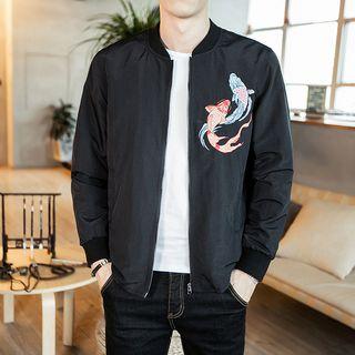 Goldfish Embroidered Slim-fit Bomber Jacket