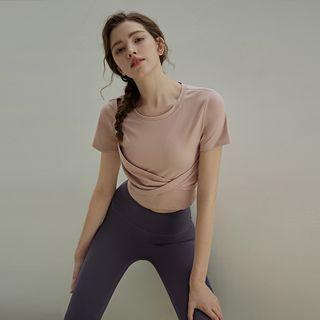 Short-sleeve Twist Cropped Sports Top