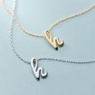 925 Sterling Silver H Lettering Pendant Necklace