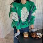 Argyle Sweater Sweater - Argyle - Green - One Size