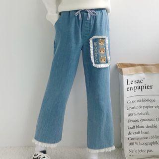 Cropped Straight Leg Jeans Blue - One Size