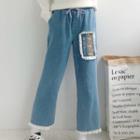 Cropped Straight Leg Jeans Blue - One Size