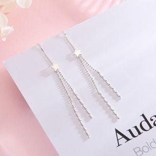 925 Sterling Silver Star Fringed Earring 1 Pair - S925 Silver - Silver - One Size
