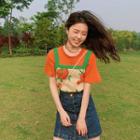 Short-sleeve T-shirt / Orange Knit Camisole