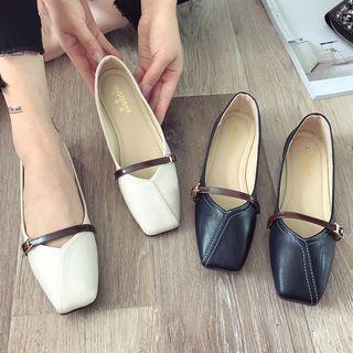 Square Toe Buckled Flats