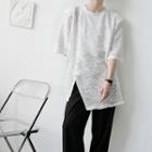 Short Sleeve Asymmetrical Embossed T-shirt