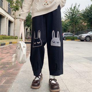 Rabbit Applique Wide-leg Pants