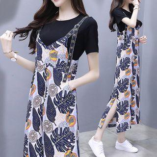 Short-sleeve T-shirt / Print Wide-leg Jumper Pants