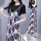 Short-sleeve T-shirt / Print Wide-leg Jumper Pants