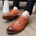 Genuine Leather Wing-tip Oxford Shoes