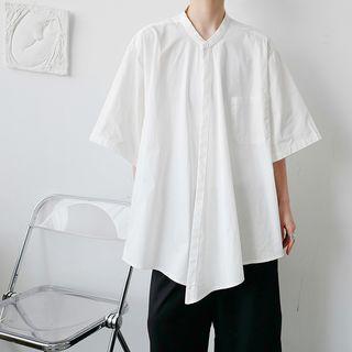 Elbow-sleeve Pocket Detail Tunic Shirt