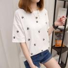 Eyes Embroidered Short Sleeve T-shirt