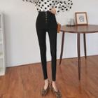 High-waist Button Cropped Skinny Jeans