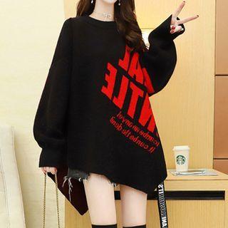 Long-sleeve Medium Long Asymmetrical Sweater