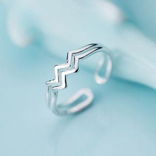 925 Sterling Silver Zigzag Layered Open Ring S925 Silver - As Shown In Figure - One Size