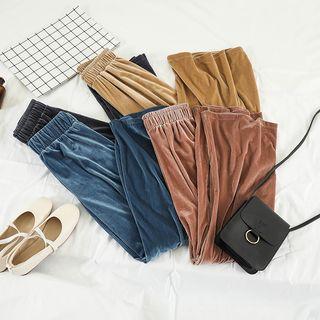 Velvet High-waist Wide-leg Pants