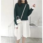 Long-sleeve A-line Mock Two-piece Dress
