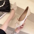 Chunky Heel Faux Pearl Bow Pumps