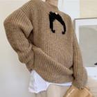 Crescent Print Sweater Khaki - One Size