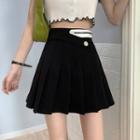 Color Block High-waist A-line Accordion Pleat Mini Skirt