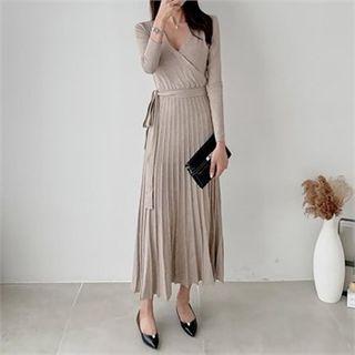 V-neck Tie-waist Wrap Dress