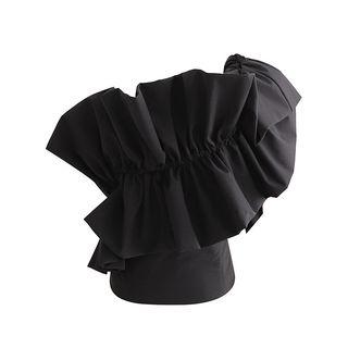 One-shoulder Plain Ruffled Top