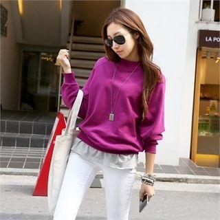 Raglan-sleeve Slit-hem Sweatshirt