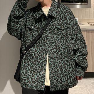 Leopard Print Button Up Jacket