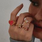 Set Of 4: Bear & Heart Rings Set Of 4 - Ring - Gold - One Size