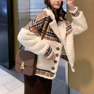 Set: Plaid Panel Coat + Knit Dress