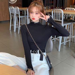 Lettuce Edge Turtleneck Long-sleeve Top
