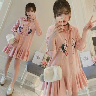 Bird Embroidered Shirtdress
