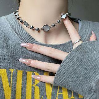 Gemstone Choker Necklace Silver - One Size