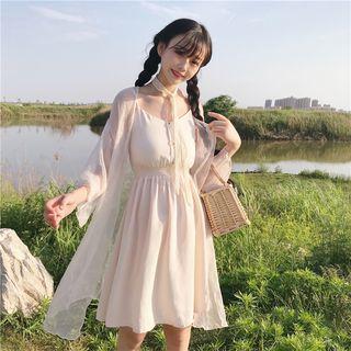 Chiffon Light Jacket / Spaghetti Strap A-line Dress