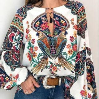 Puff-sleeve Print Tunic
