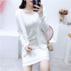 Set: Short Sleeve Knit Dress + Cardigan