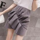 Ruffle Trim High-waist Mini A-line Skirt