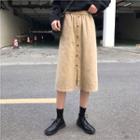 Midi Buttoned A-line Skirt Khaki - One Size
